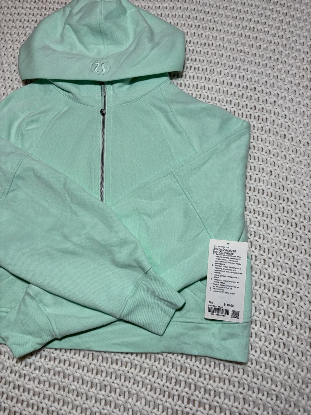 lululemon sea mist scuba oversized half zip hoodie size m/l